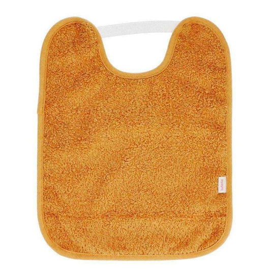 BABERO TOALLA PLASTIFICADO CON GOMA TUTETE ·MOSTAZA· - Happy Moments Baby