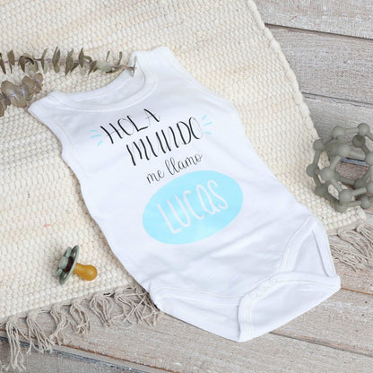 BODY HOLA MUNDO AZUL - Happy Moments Baby