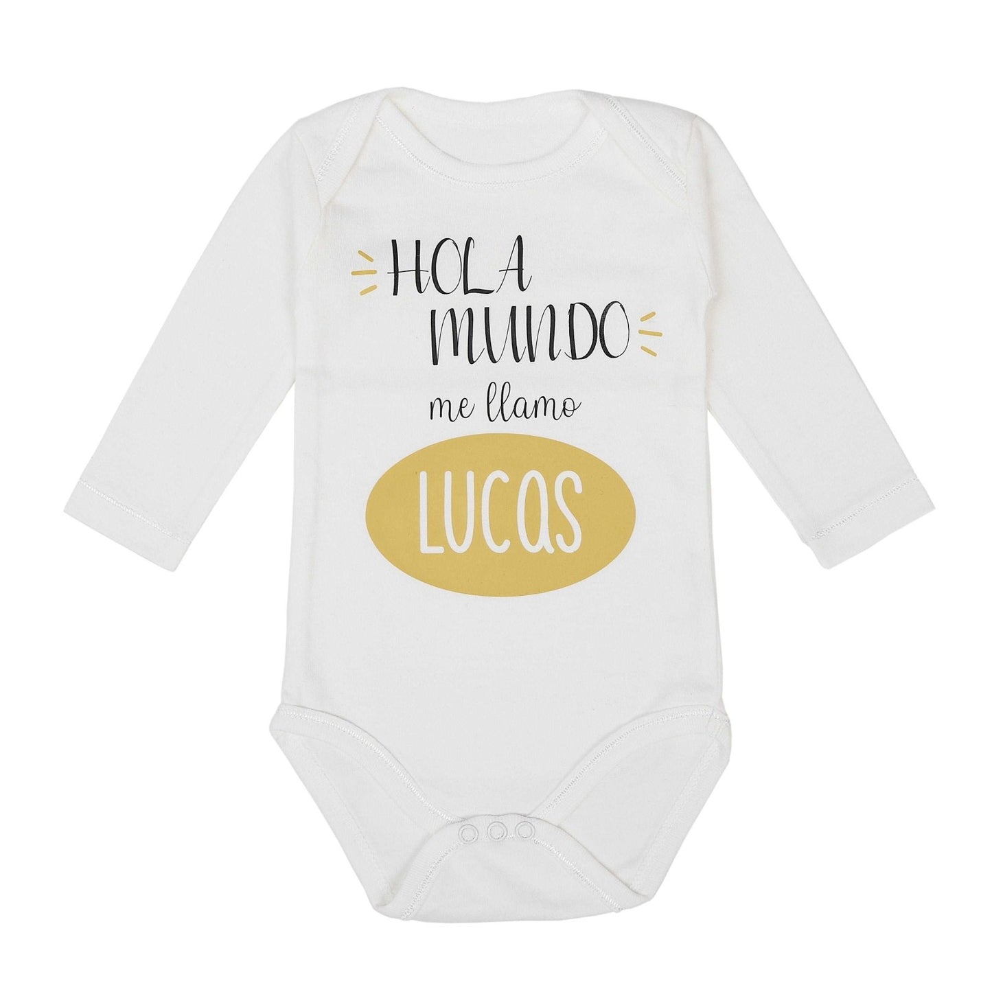 BODY HOLA MUNDO MOSTAZA - Happy Moments Baby