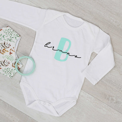 BODY INICIAL Y NOMBRE MINT - Happy Moments Baby