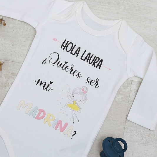 BODY PERONALIZADO ¿QUIERES SER MI MADRINA? - Happy Moments Baby