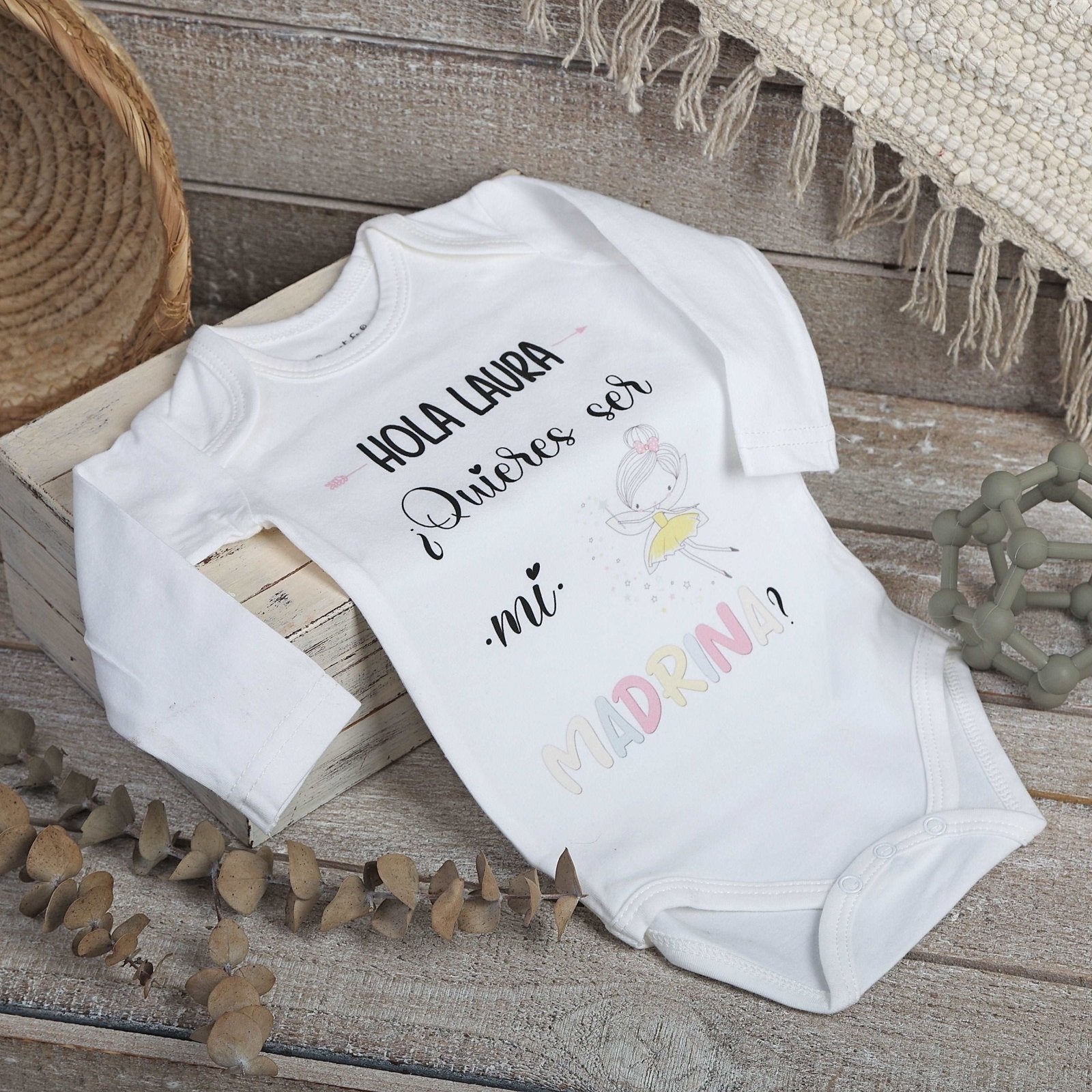 BODY PERONALIZADO ¿QUIERES SER MI MADRINA? - Happy Moments Baby