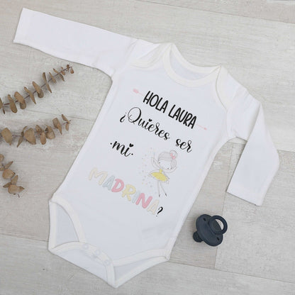 BODY PERONALIZADO ¿QUIERES SER MI MADRINA? - Happy Moments Baby