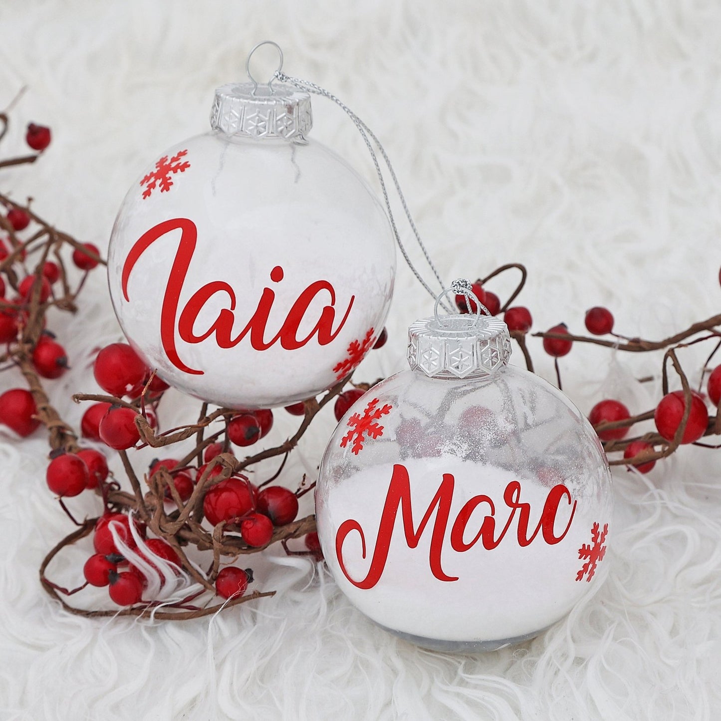 BOLAS DE NAVIDAD PERSONALIZADAS FAMILIA ·NIEVE· - Happy Moments Baby