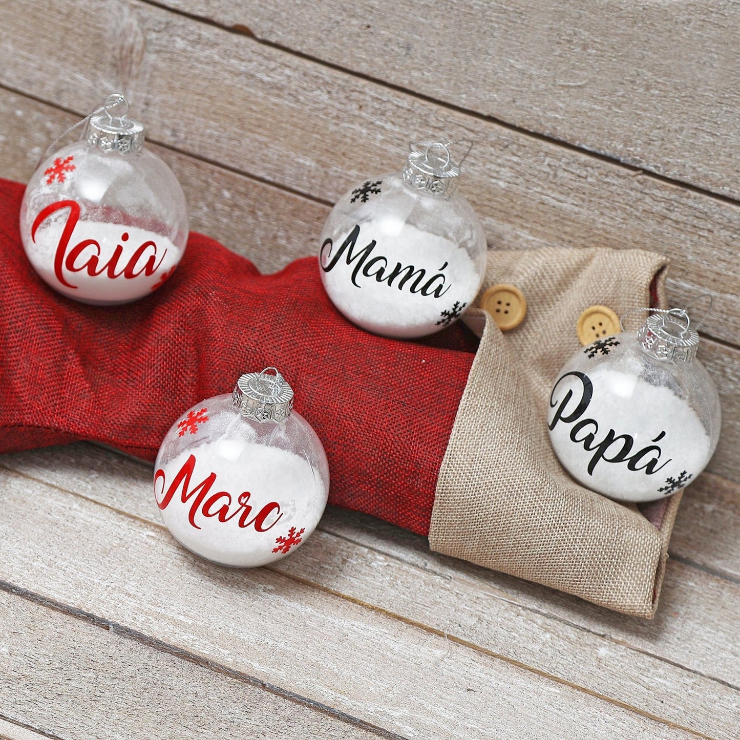 BOLAS DE NAVIDAD PERSONALIZADAS FAMILIA ·NIEVE· - Happy Moments Baby