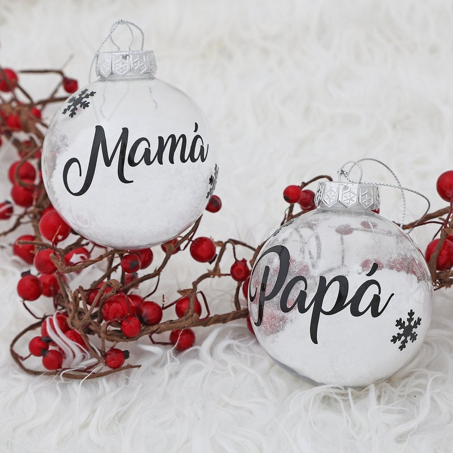 BOLAS DE NAVIDAD PERSONALIZADAS FAMILIA ·NIEVE· - Happy Moments Baby