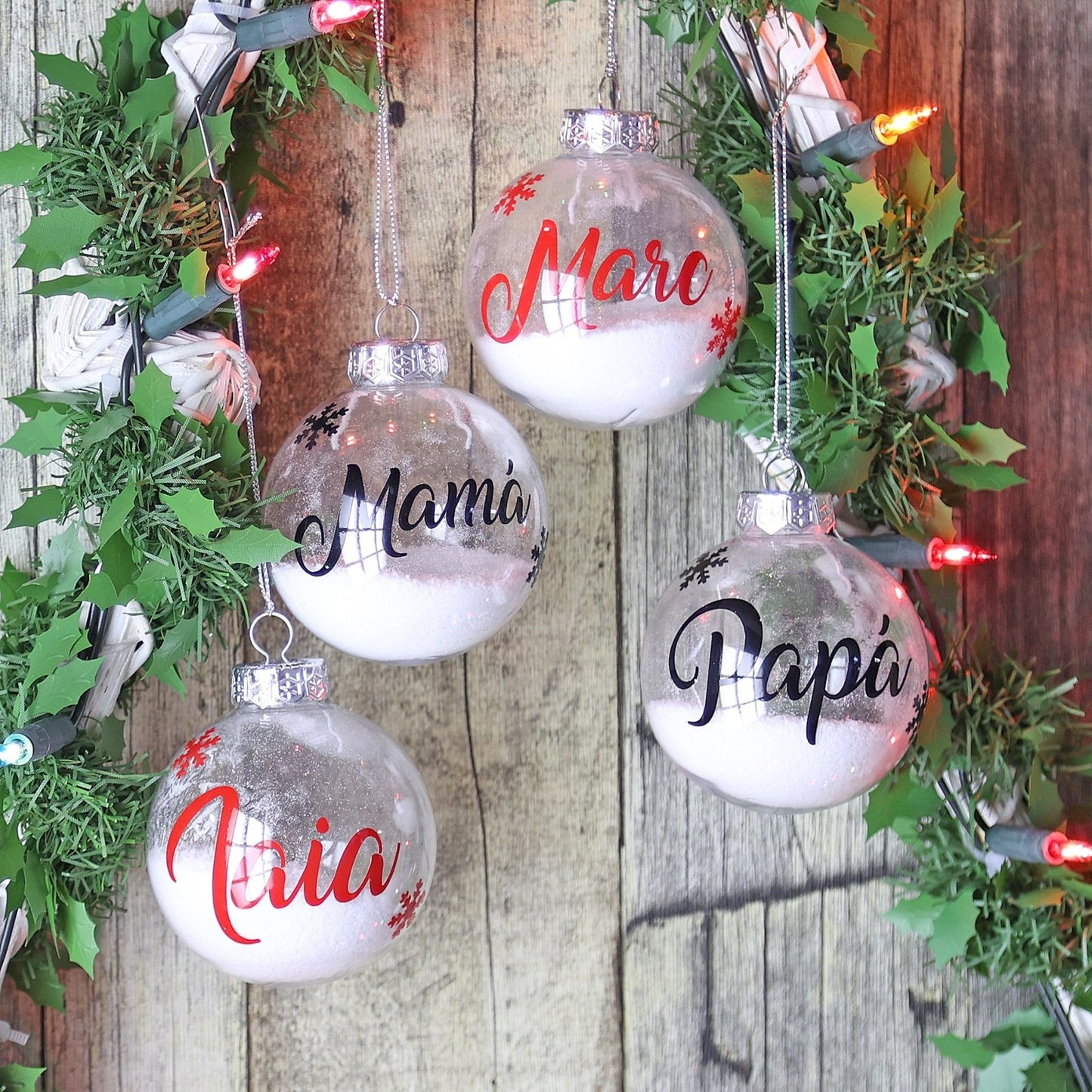 BOLAS DE NAVIDAD PERSONALIZADAS FAMILIA ·NIEVE· - Happy Moments Baby