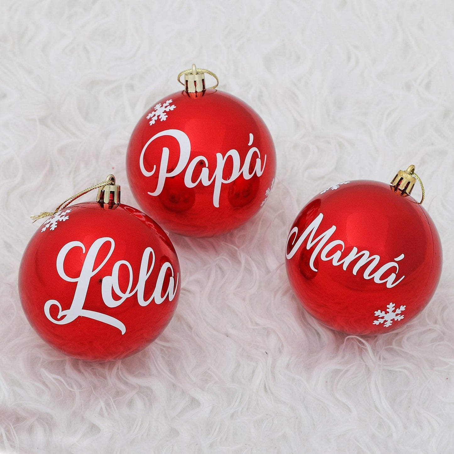 BOLAS DE NAVIDAD PERSONALIZADAS FAMILIA ·ROJAS· - Happy Moments Baby