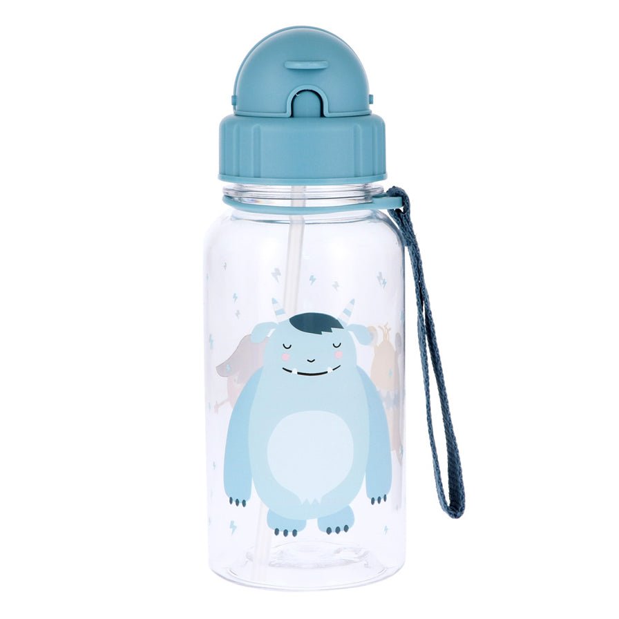 BOTELLA DE PLÁSTICO CON CAÑITA TUTETE ·LITTLE MONSTERS· - Happy Moments Baby