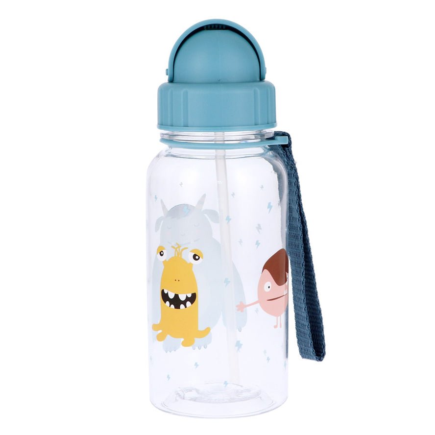 BOTELLA DE PLÁSTICO CON CAÑITA TUTETE ·LITTLE MONSTERS· - Happy Moments Baby