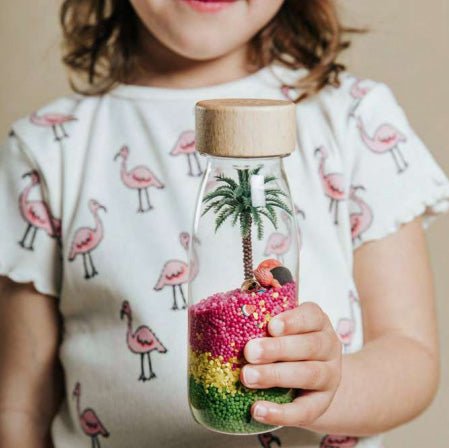 BOTELLA SENSORIAL PETIT BOUM ·FLAMINGO· - Happy Moments Baby