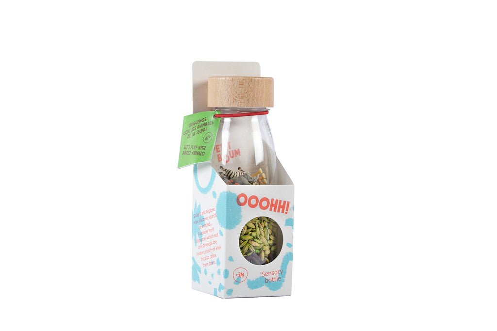 BOTELLA SENSORIAL PETIT BOUM ·JUNGLE· - Happy Moments Baby