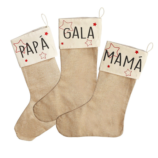 CALCETINES NAVIDAD PERSONALIZADOS FAMILIA ·ESTRELLAS· - Happy Moments Baby