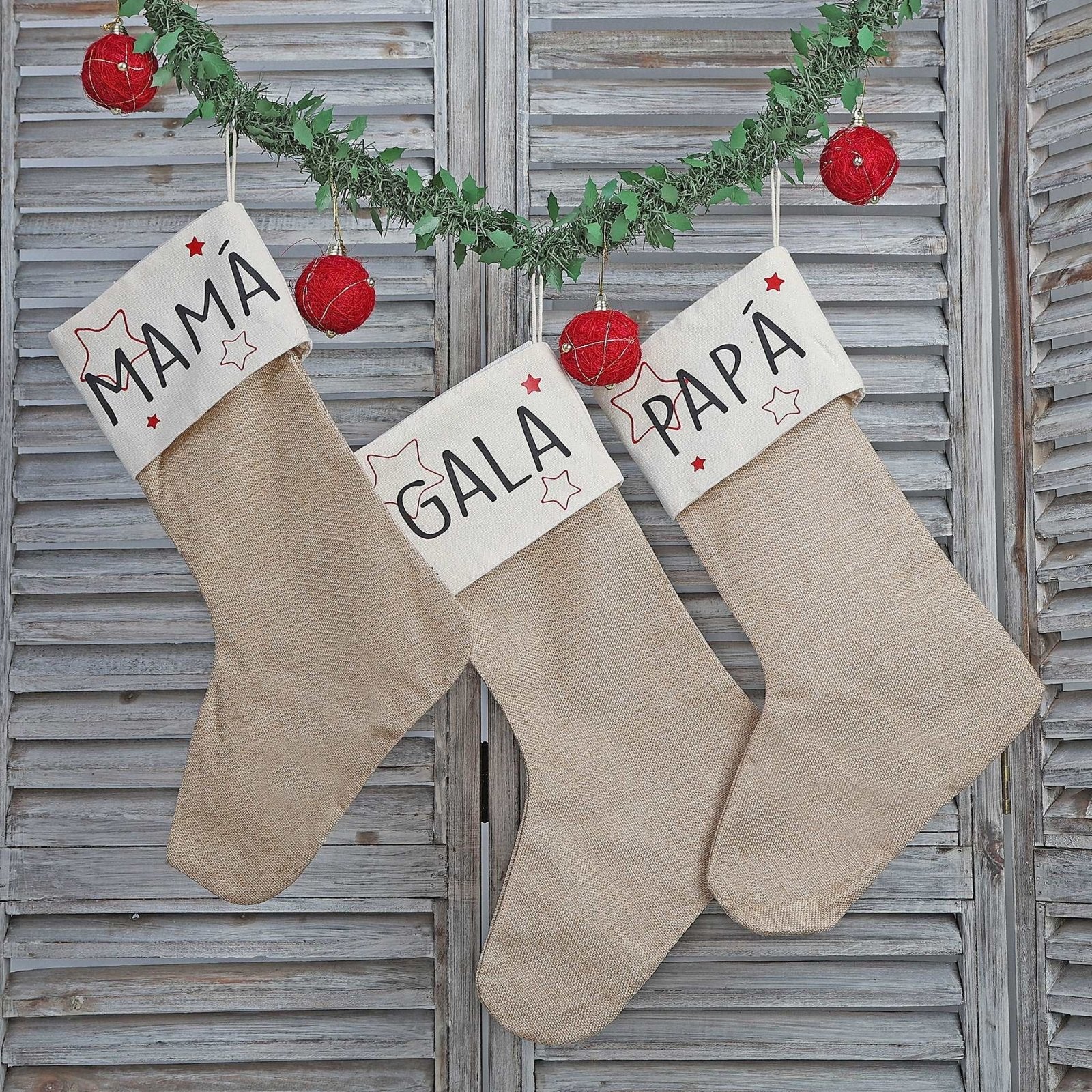 CALCETINES NAVIDAD PERSONALIZADOS FAMILIA ·ESTRELLAS· - Happy Moments Baby