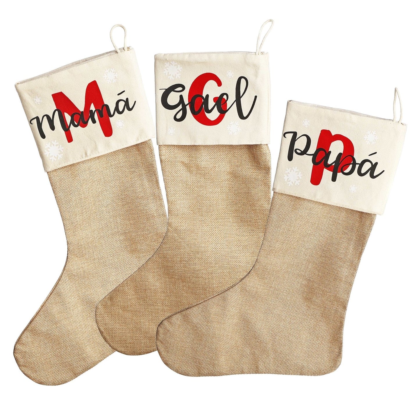 CALCETINES NAVIDAD PERSONALIZADOS FAMILIA ·INICIAL· - Happy Moments Baby