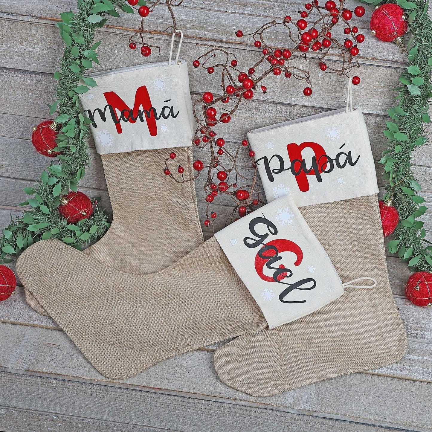 CALCETINES NAVIDAD PERSONALIZADOS FAMILIA ·INICIAL· - Happy Moments Baby