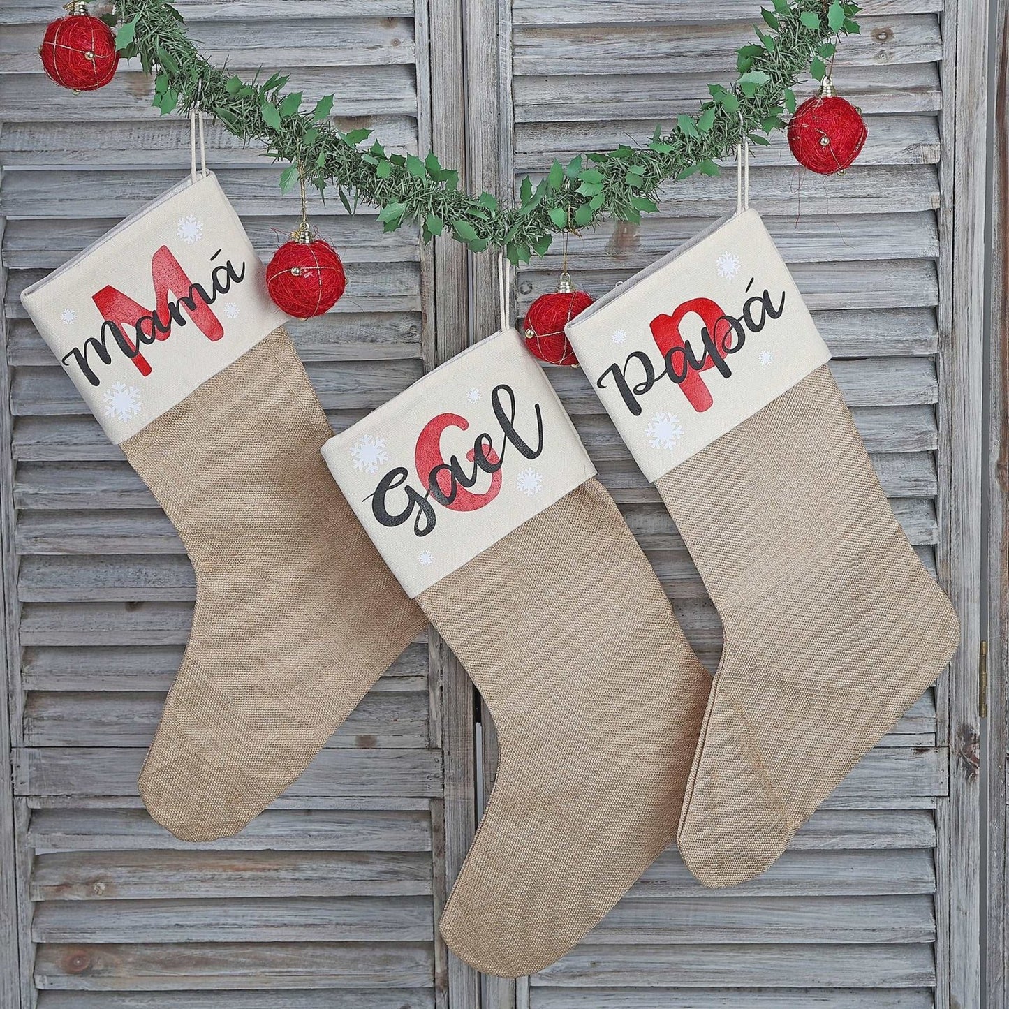 CALCETINES NAVIDAD PERSONALIZADOS FAMILIA ·INICIAL· - Happy Moments Baby