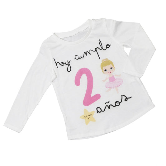 CAMISETA CUMPLEAÑOS ·BAILARINAS· - Happy Moments Baby
