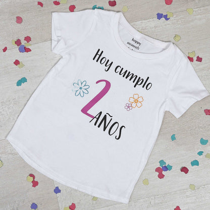 CAMISETA CUMPLEAÑOS ·FLORES· - Happy Moments Baby