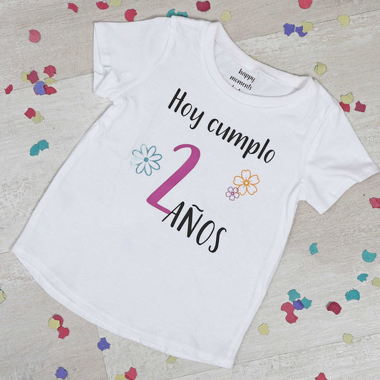CAMISETA CUMPLEAÑOS ·FLORES· - Happy Moments Baby