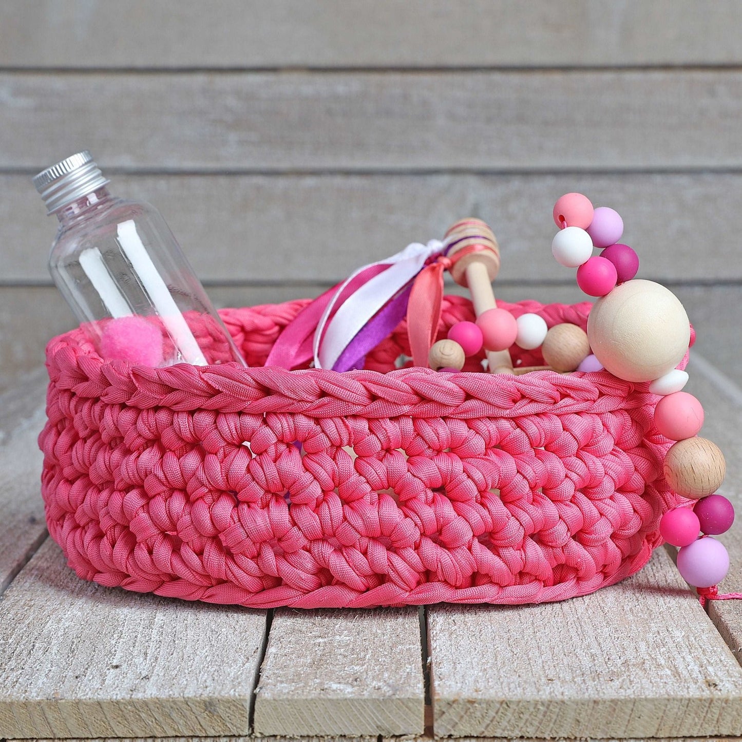 CESTO DE LOS TESOROS - CESTO SENSORIAL ·FUCSIA· - Happy Moments Baby