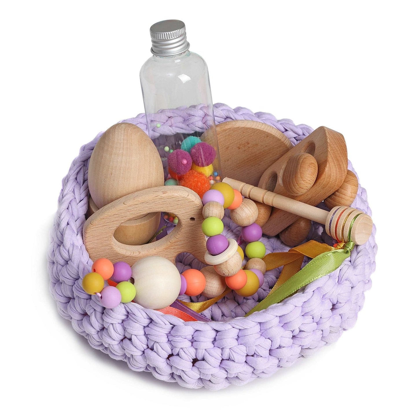 CESTO DE LOS TESOROS - CESTO SENSORIAL ·LILA· - Happy Moments Baby