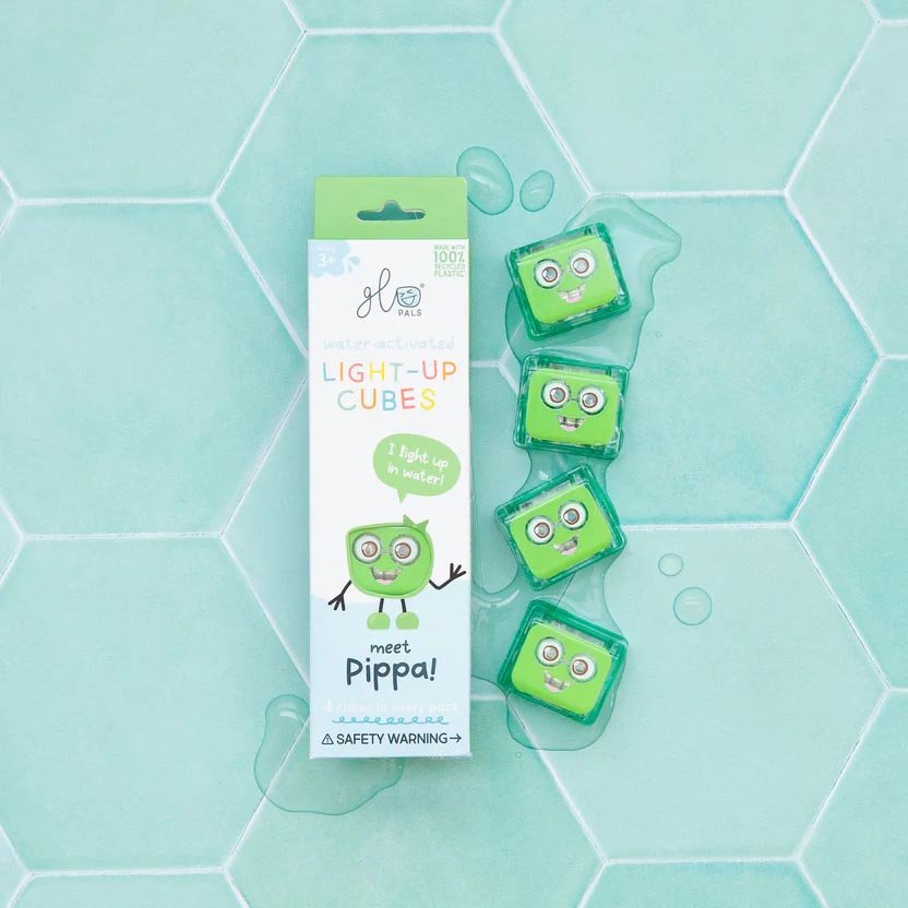 CUBOS DE LUZ PARA EL BAÑO GLOPALS ·4 CUBOS PIPPA VERDE· - Happy Moments Baby