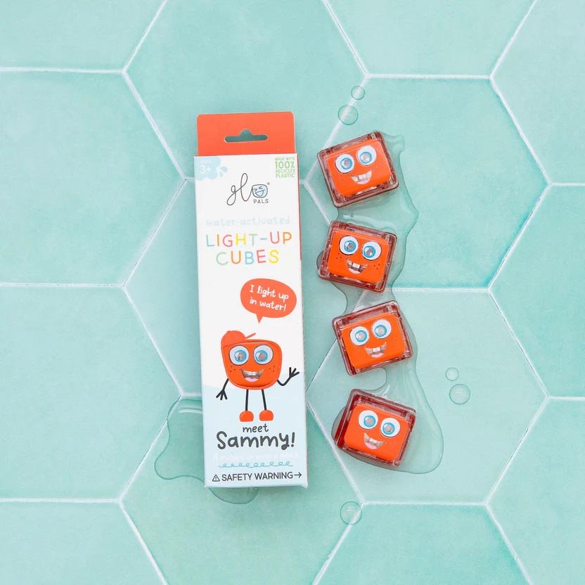 CUBOS DE LUZ PARA EL BAÑO GLOPALS ·4 CUBOS SAMMY ROJO· - Happy Moments Baby
