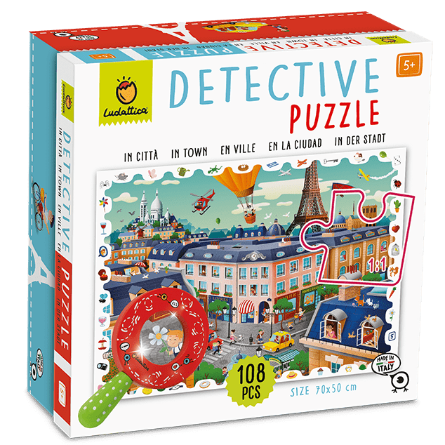 DETECTIVE PUZZLE LUDATTICA 108 PIEZAS ·EN LA CIUDAD· - Happy Moments Baby