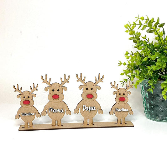 FAMILIA DE RENOS DE NAVIDAD DE MADERA PERSONALIZADOS - Happy Moments Baby