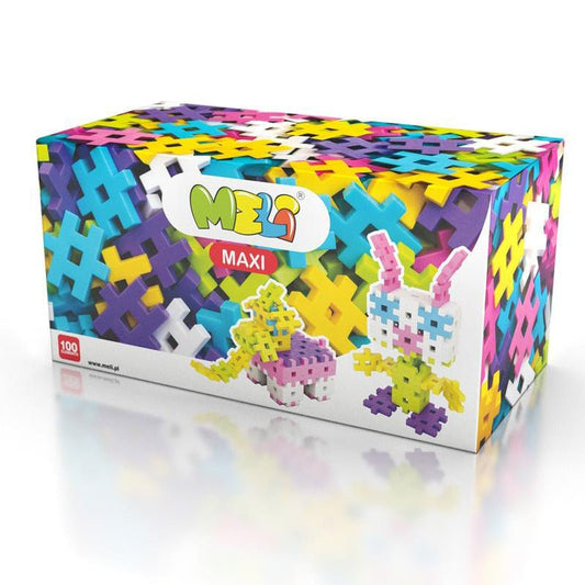 JUEGO DE CONSTRUCCIÓN BLOQUES MELI ·100 PIEZAS MAXI PASTEL· - Happy Moments Baby