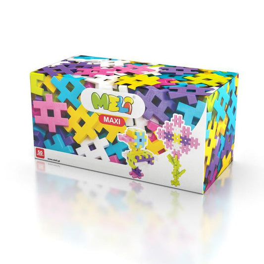 JUEGO DE CONSTRUCCIÓN BLOQUES MELI ·50 PIEZAS MAXI PASTEL· - Happy Moments Baby