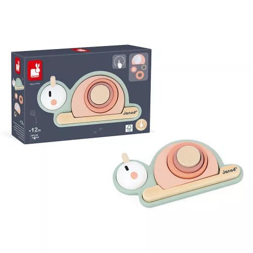 JUEGO DE MADERA JANOD ·CARACOL SENSORIAL APILABLE· - Happy Moments Baby