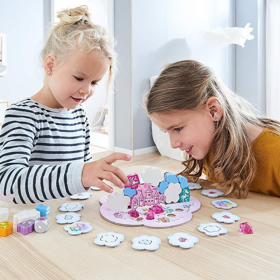 JUEGO DE MESA HABA ·UNICORNIO DESTELLO TORRE DE NUBES· - Happy Moments Baby