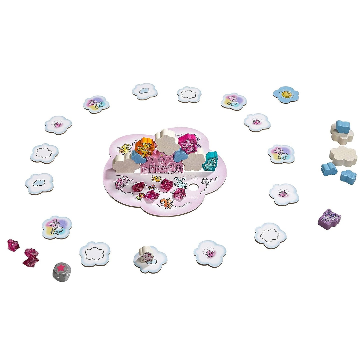 JUEGO DE MESA HABA ·UNICORNIO DESTELLO TORRE DE NUBES· - Happy Moments Baby