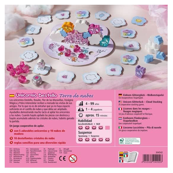 JUEGO DE MESA HABA ·UNICORNIO DESTELLO TORRE DE NUBES· - Happy Moments Baby