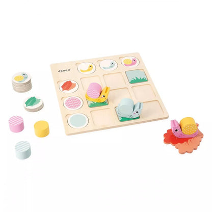 JUEGO EDUCATIVO JANOD ·TABLERO DE DOBLE ENTRADA CARACOLES· - Happy Moments Baby