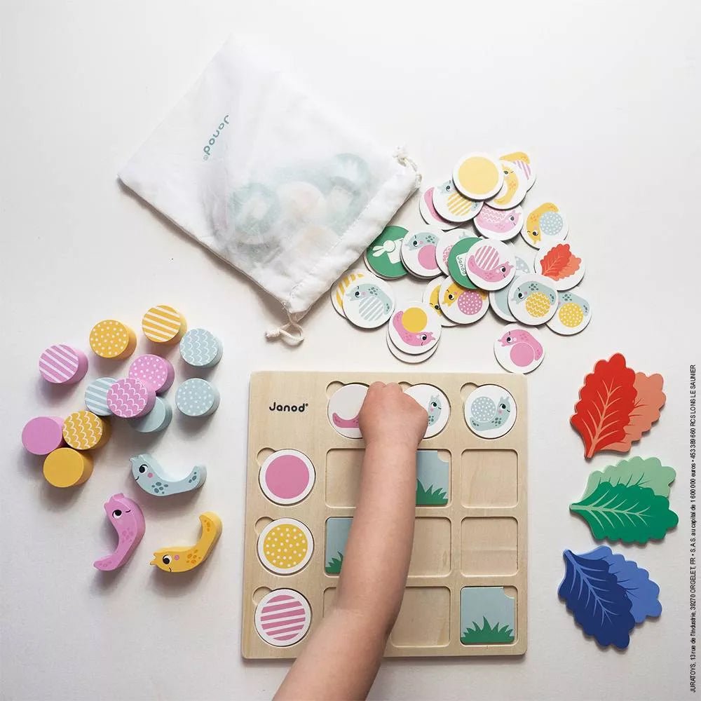 JUEGO EDUCATIVO JANOD ·TABLERO DE DOBLE ENTRADA CARACOLES· - Happy Moments Baby