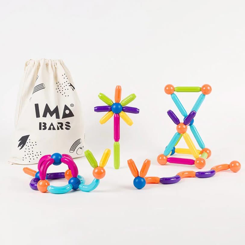 JUEGO MAGNÉTICO DE CONSTRUCCIÓN IMABARS ·60 PIEZAS· - Happy Moments Baby