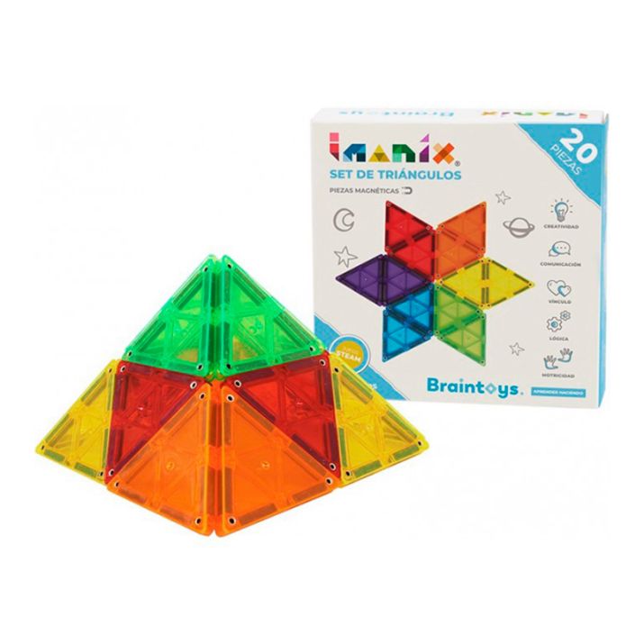 JUEGO MAGNÉTICO DE CONSTRUCCIÓN IMANIX ·20 PIEZAS TRIÁNGULOS· - Happy Moments Baby