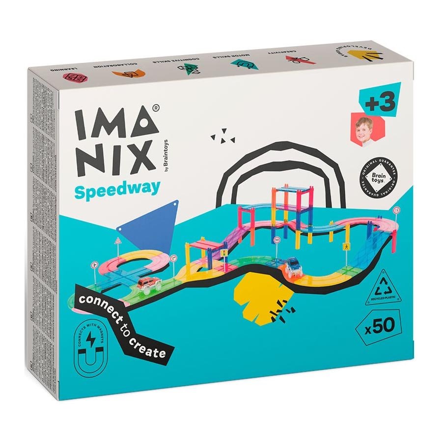 JUEGO MAGNÉTICO DE CONSTRUCCIÓN IMANIX ·PISTA 50 PIEZAS· - Happy Moments Baby