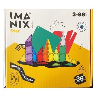 JUEGO MAGNÉTICO DE CONSTRUCCIÓN IMANIX · STAR 36 PIEZAS· - Happy Moments Baby