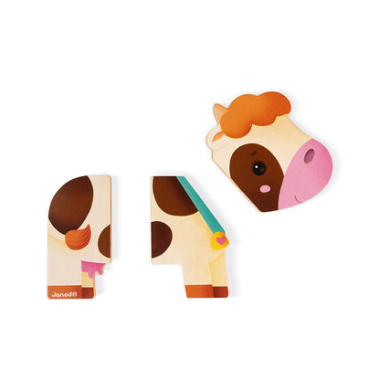 JUEGO MÁGNETICO DE MADERA JANOD ·3 ANIMALES DIVERTIDOS GRANJA· - Happy Moments Baby