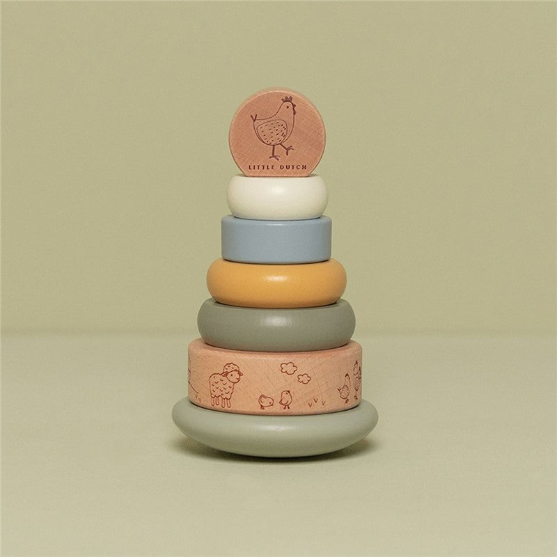 JUGUETE DE MADERA LITTLE DUTCH ·ANILLOS APILABLES BALANCEABLES LITTLE FARM· - Happy Moments Baby