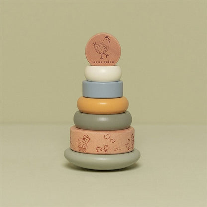 JUGUETE DE MADERA LITTLE DUTCH ·ANILLOS APILABLES BALANCEABLES LITTLE FARM· - Happy Moments Baby