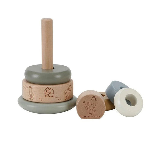 JUGUETE DE MADERA LITTLE DUTCH ·ANILLOS APILABLES BALANCEABLES LITTLE FARM· - Happy Moments Baby