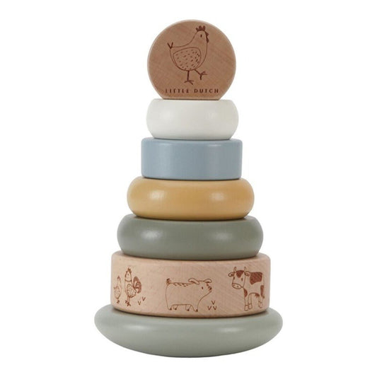 JUGUETE DE MADERA LITTLE DUTCH ·ANILLOS APILABLES BALANCEABLES LITTLE FARM· - Happy Moments Baby