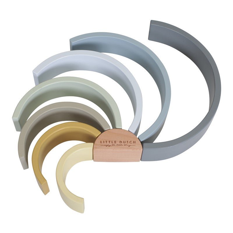 JUGUETE DE MADERA LITTLE DUTCH ·ARCOÍRIS APILABLE AZUL· - Happy Moments Baby