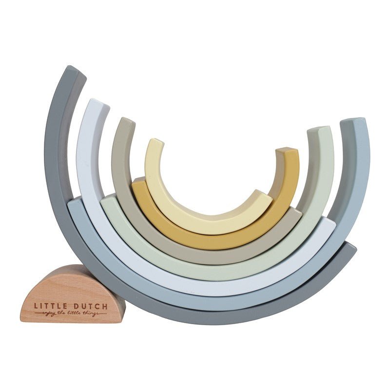 JUGUETE DE MADERA LITTLE DUTCH ·ARCOÍRIS APILABLE AZUL· - Happy Moments Baby