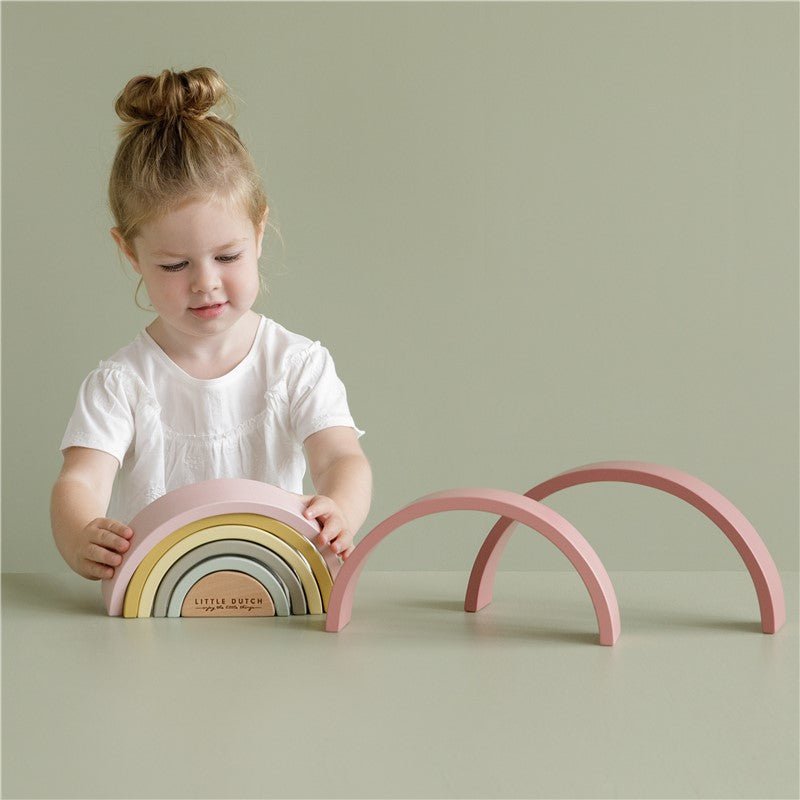 JUGUETE DE MADERA LITTLE DUTCH ·ARCOÍRIS APILABLE ROSA· - Happy Moments Baby